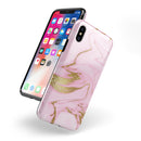 Rose Pink Marble & Digital Gold Frosted Foil V16 - iPhone X Swappable Hybrid Case