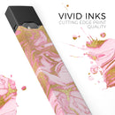 Rose Pink Marble & Digital Gold Frosted Foil V17 - Premium Decal Protective Skin-Wrap Sticker compatible with the Juul Labs vaping device