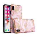 Rose Pink Marble & Digital Gold Frosted Foil V17 - iPhone X Swappable Hybrid Case