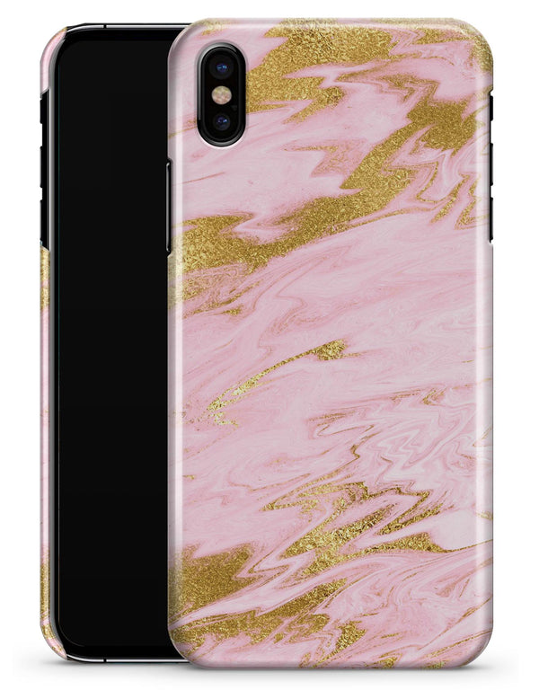 Rose Pink Marble & Digital Gold Frosted Foil V18 - iPhone X Clipit Case