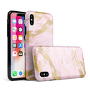 Rose Pink Marble & Digital Gold Frosted Foil V18 - iPhone X Swappable Hybrid Case