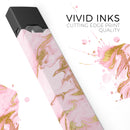 Rose Pink Marble & Digital Gold Frosted Foil V3 - Premium Decal Protective Skin-Wrap Sticker compatible with the Juul Labs vaping device