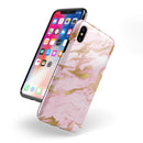 Rose Pink Marble & Digital Gold Frosted Foil V3 - iPhone X Swappable Hybrid Case