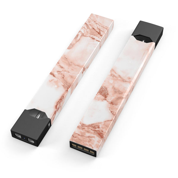 Rose Pink Marble & Digital Gold Frosted Foil V8 - Premium Decal Protective Skin-Wrap Sticker compatible with the Juul Labs vaping device