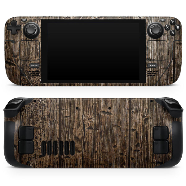 Rough Textured Dark Wooden Planks // Full Body Skin Decal Wrap Kit for the Steam Deck handheld gaming computer