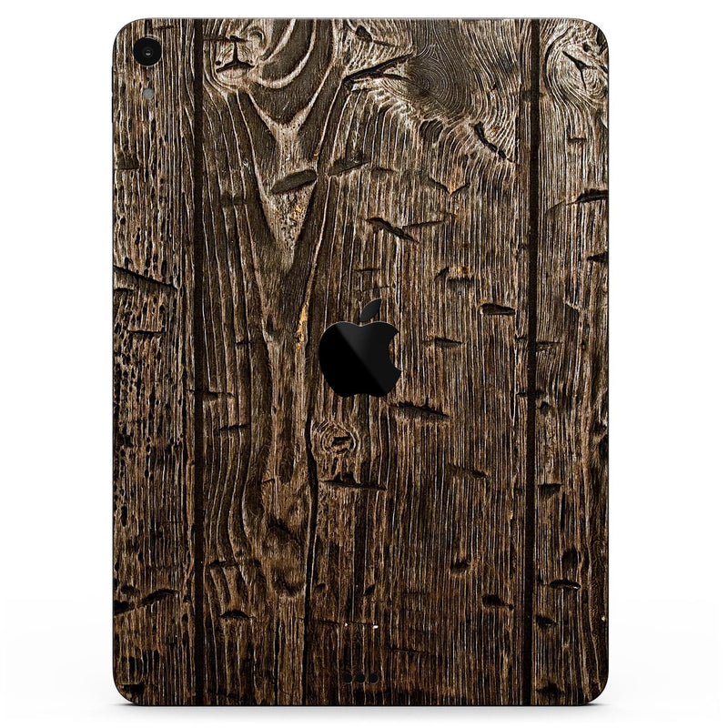 Rough Textured Dark Wooden Planks - Full Body Skin Decal for the Apple iPad Pro 12.9", 11", 10.5", 9.7", Air or Mini (All Models Available)