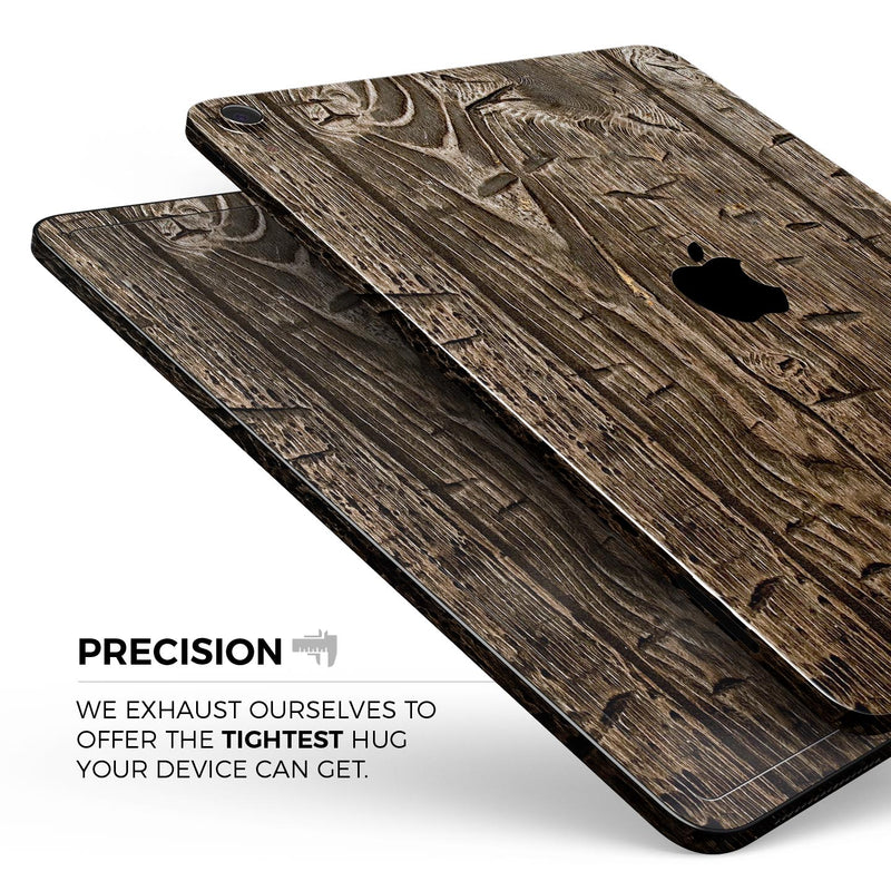 Rough Textured Dark Wooden Planks - Full Body Skin Decal for the Apple iPad Pro 12.9", 11", 10.5", 9.7", Air or Mini (All Models Available)