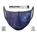 Royal Blue Abstract Geometric Shapes - Made in USA Mouth Cover Unisex Anti-Dust Cotton Blend Reusable & Washable Face Mask with Adjustable Sizing for Adult or Child