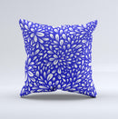 Royal Blue & White Floral Sprout Ink-Fuzed Decorative Throw Pillow