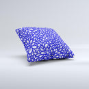 Royal Blue & White Floral Sprout Ink-Fuzed Decorative Throw Pillow