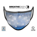 Royal Blue and Silver Glowing Orbs of Light - Made in USA Mouth Cover Unisex Anti-Dust Cotton Blend Reusable & Washable Face Mask with Adjustable Sizing for Adult or Child