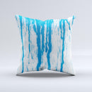 Running Blue WaterColor Paint ink-Fuzed Decorative Throw Pillow