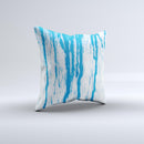 Running Blue WaterColor Paint ink-Fuzed Decorative Throw Pillow