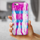 Running Blue and Pink WaterColor Paint iPhone 6/6s or 6/6s Plus 2-Piece Hybrid INK-Fuzed Case