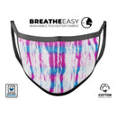 Running Blue and Pink WaterColor Paint - Made in USA Mouth Cover Unisex Anti-Dust Cotton Blend Reusable & Washable Face Mask with Adjustable Sizing for Adult or Child