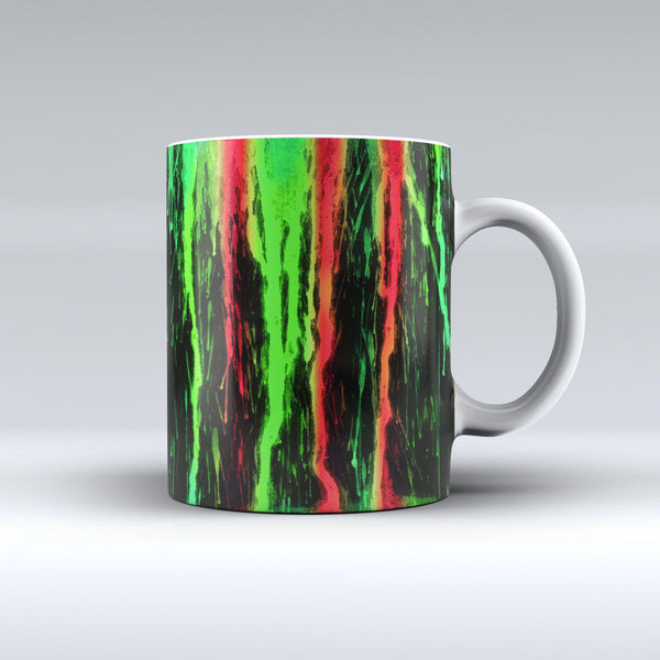 The-Running-Neon-Green-and-Coral-WaterColor-Paint-ink-fuzed-Ceramic-Coffee-Mug