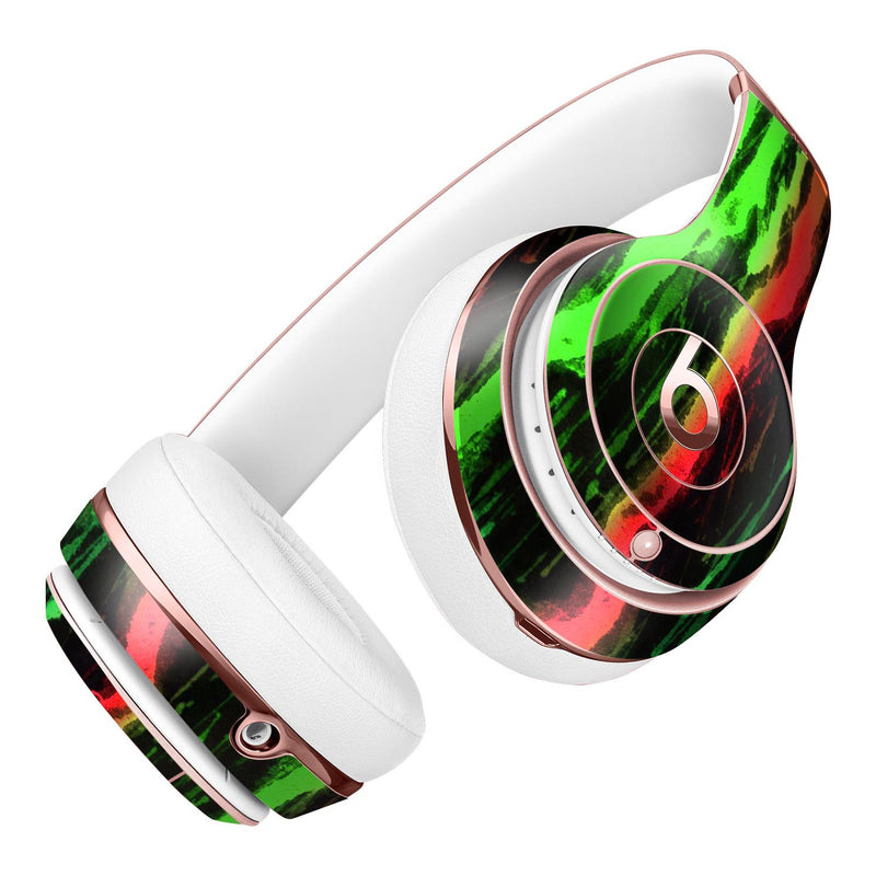 Running Neon Green and Coral WaterColor Paint Full-Body Skin Kit for the Beats by Dre Solo 3 Wireless Headphones