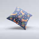 Running Orange Navy Vector Fox Pattern ink-Fuzed Decorative Throw Pillow