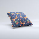Running Orange Navy Vector Fox Pattern ink-Fuzed Decorative Throw Pillow