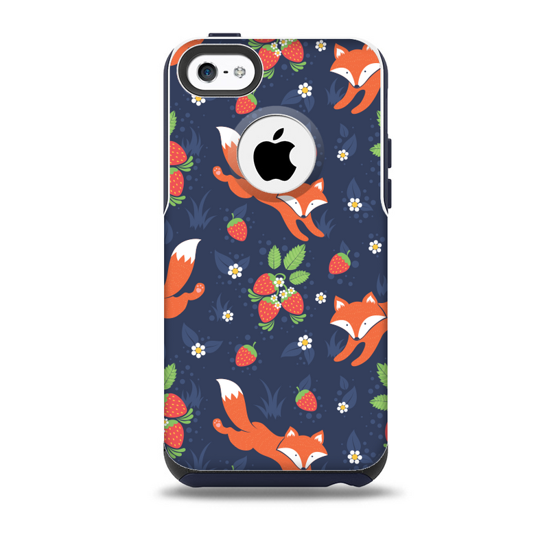 Running Orange & Navy Vector Fox Pattern Skin for the iPhone 5c OtterBox Commuter Case