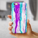 Running Purple and Teal WaterColor Paint iPhone 6/6s or 6/6s Plus 2-Piece Hybrid INK-Fuzed Case