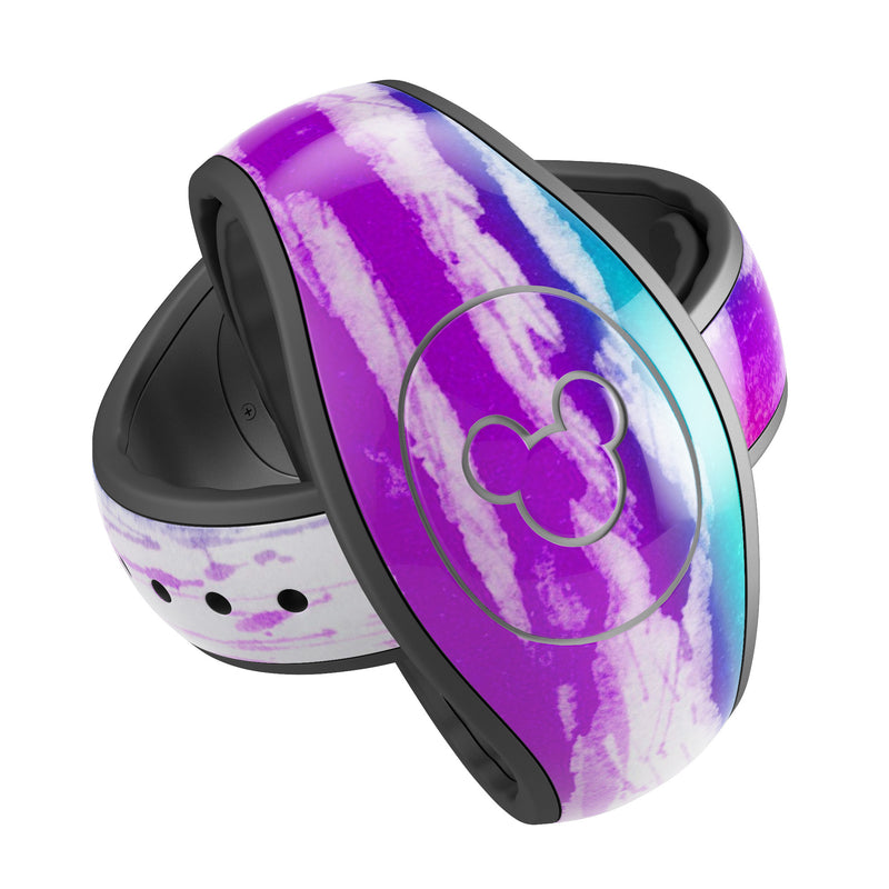 Running Purple and Teal WaterColor Paint - Decal Skin Wrap Kit for the Disney Magic Band