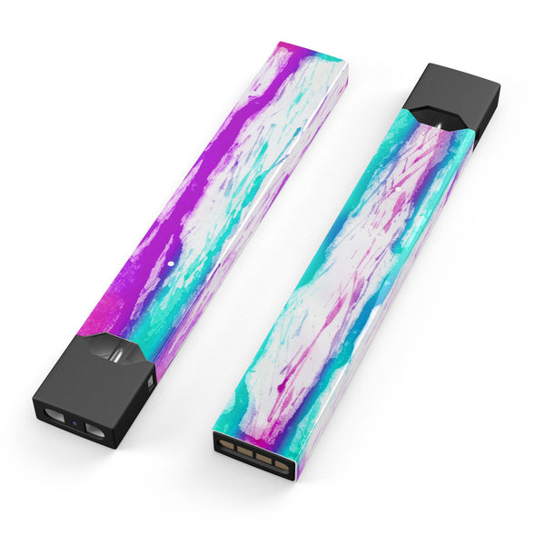 Running Purple and Teal WaterColor Paint - Premium Decal Protective Skin-Wrap Sticker compatible with the Juul Labs vaping device