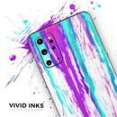 Running Purple and Teal WaterColor Paint - Premium Vinyl Skin Decal for Samsung Galaxy S25 Ultra, S24, S23, S22 & All Galaxy S Models