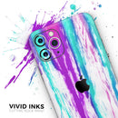 Running Purple and Teal WaterColor Paint - Vinyl Skin Wrap for iPhone 17 Pro Max, 17 Pro, 17 Air, 17, 16 & All Models — Soft Matte or Ultra Gloss