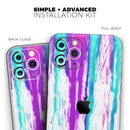Running Purple and Teal WaterColor Paint - Vinyl Skin Wrap for iPhone 17 Pro Max, 17 Pro, 17 Air, 17, 16 & All Models — Soft Matte or Ultra Gloss