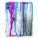Running Purple and Teal WaterColor Paint - Vinyl Skin Wrap for iPhone 17 Pro Max, 17 Pro, 17 Air, 17, 16 & All Models — Soft Matte or Ultra Gloss