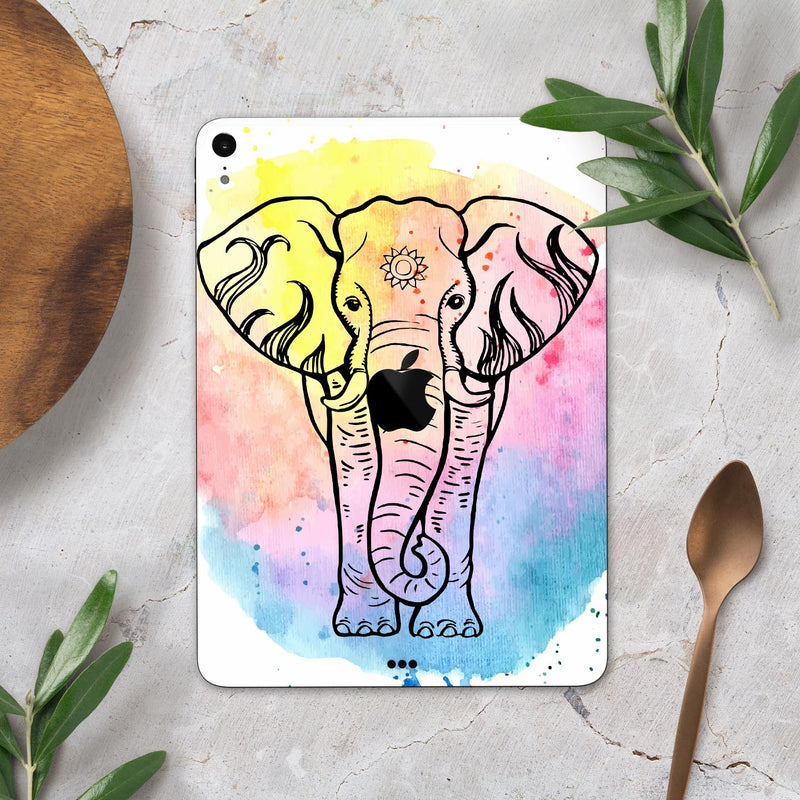 Sacred Elephant Watercolor - Full Body Skin Decal for the Apple iPad Pro 12.9", 11", 10.5", 9.7", Air or Mini (All Models Available)