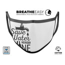 Save Water Drink Wine - Made in USA Mouth Cover Unisex Anti-Dust Cotton Blend Reusable & Washable Face Mask with Adjustable Sizing for Adult or Child