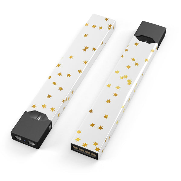 Scattered Golden Micro Stars - Premium Decal Protective Skin-Wrap Sticker compatible with the Juul Labs vaping device