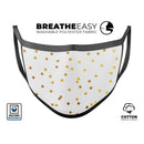 Scattered Micro Blocks of Gold Over White - Made in USA Mouth Cover Unisex Anti-Dust Cotton Blend Reusable & Washable Face Mask with Adjustable Sizing for Adult or Child