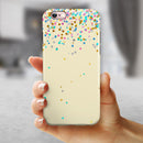 Scattered Multicolor Birthday Dots Over Tan  iPhone 6/6s or 6/6s Plus 2-Piece Hybrid INK-Fuzed Case