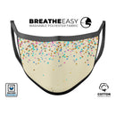 Scattered Multicolor Birthday Dots Over Tan  - Made in USA Mouth Cover Unisex Anti-Dust Cotton Blend Reusable & Washable Face Mask with Adjustable Sizing for Adult or Child