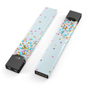 Scattered Multicolor Shapes Over Blue  - Premium Decal Protective Skin-Wrap Sticker compatible with the Juul Labs vaping device