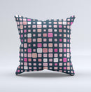 Scattered Pink Squared-Polka Dots ink-Fuzed Decorative Throw Pillow