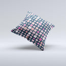 Scattered Pink Squared-Polka Dots ink-Fuzed Decorative Throw Pillow