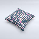 Scattered Pink Squared-Polka Dots ink-Fuzed Decorative Throw Pillow