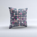 Scattered Pink Squared-Polka Dots ink-Fuzed Decorative Throw Pillow