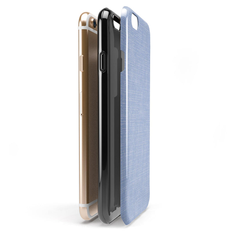 Scratched Blue Fabric Pattern iPhone 6/6s or 6/6s Plus 2-Piece Hybrid INK-Fuzed Case