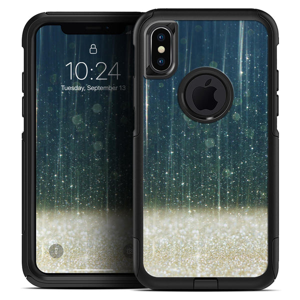 Scratched Blue and Gold Showers - Skin Kit for the iPhone OtterBox Cases
