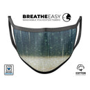 Scratched Blue and Gold Showers - Made in USA Mouth Cover Unisex Anti-Dust Cotton Blend Reusable & Washable Face Mask with Adjustable Sizing for Adult or Child