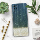 Scratched Blue and Gold Showers - Premium Vinyl Skin Decal for Samsung Galaxy S25 Ultra, S24, S23, S22 & All Galaxy S Models