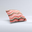 Scratched Coral & Brown Layered Chevron V1 Ink-Fuzed Decorative Throw Pillow