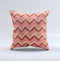 Scratched Coral & Brown Layered Chevron V2 Ink-Fuzed Decorative Throw Pillow