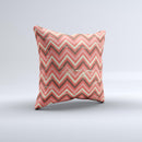 Scratched Coral & Brown Layered Chevron V2 Ink-Fuzed Decorative Throw Pillow