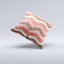 Scratched Coral & Brown Layered Chevron V4 Ink-Fuzed Decorative Throw Pillow